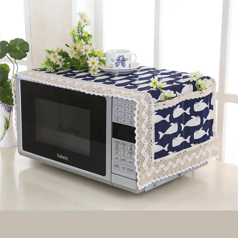 

Linen Microwave Oven Cover Waterproof Moisture-proof Home Decoration Dust-proof Dust Cover Household Tools Easy To Install