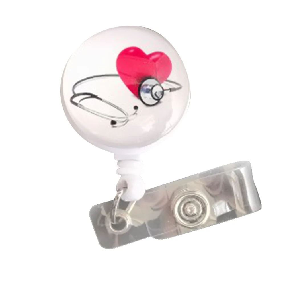 

ID Card Holder Doctor Nurse Round Gift Office Worker With Clip Retractable School Student Teacher Cute Badge Reel Display Tag