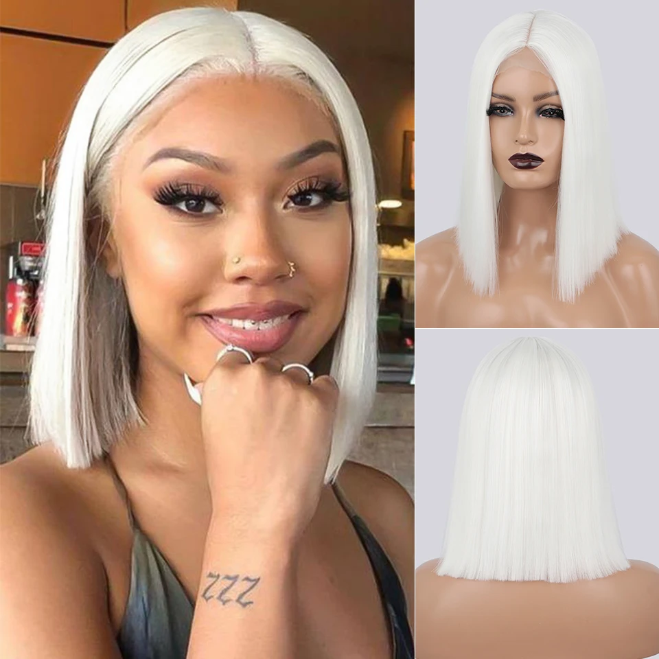 Парик I's a wig короткие прямые белые парики синтетические для женщин 60 дюймов 613
