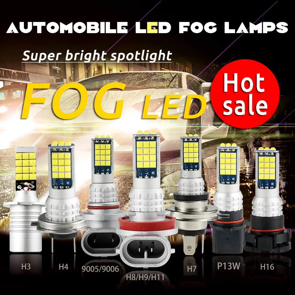 

2PCS Fog light H4 LED H3 H7 9005 HB3 9006 HB4 H8 H9 H11 H16 5202 P13W Car Driving Running Light Front Foglamp 6000K White