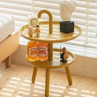 nordic double layer cute portable small round coffee table sofa side table simple modern snack corner table tea table mobile
