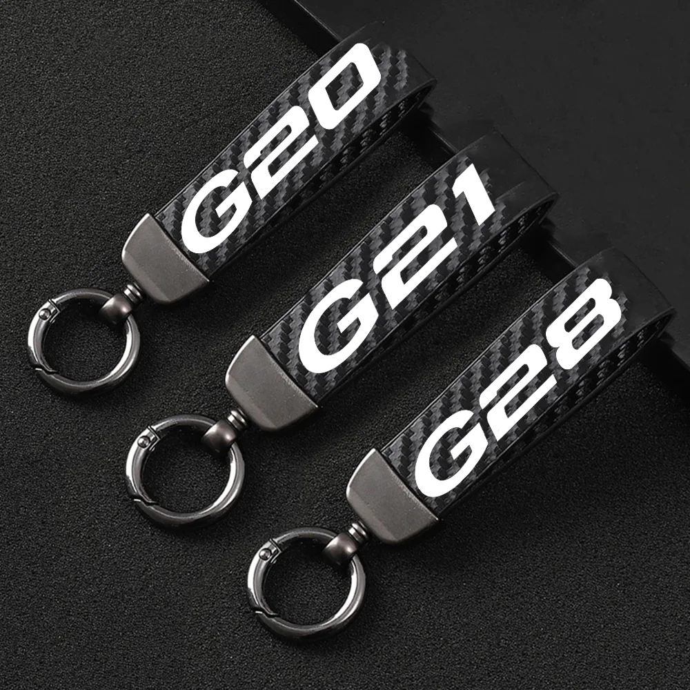 

For BMW 3 Series G20 G21 G28 Luxury Fashion Key Chain Carbon Fiber Keychains Customized Auto Keyring Auto Styling Accessories