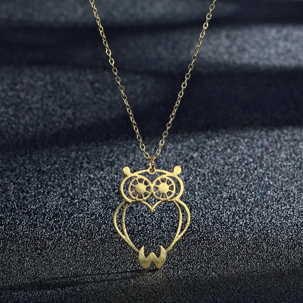 

LUTAKU Cute Owl Pendant Necklace For Women Child Holllow Stainless Steel Animal Necklaces Choker Fashion Jewelry collier