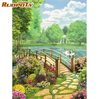 ruopoty oil painting green tree trail drawing on canvas handpainted art gift diy coloring by number figure kits home decoration