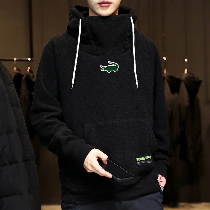 

Пуловер мужской шерстяной свободного покроя с капюшоном, Осень-зима