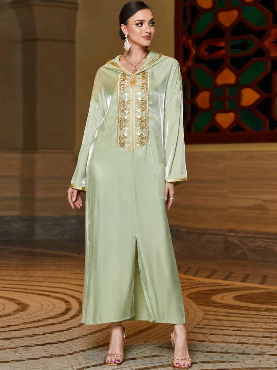 

Цветочная вышивка кружева лента с капюшоном платье роскошные бриллианты сплошной цвет блестящий абайя для женщин Дубай 2023 новый в платья