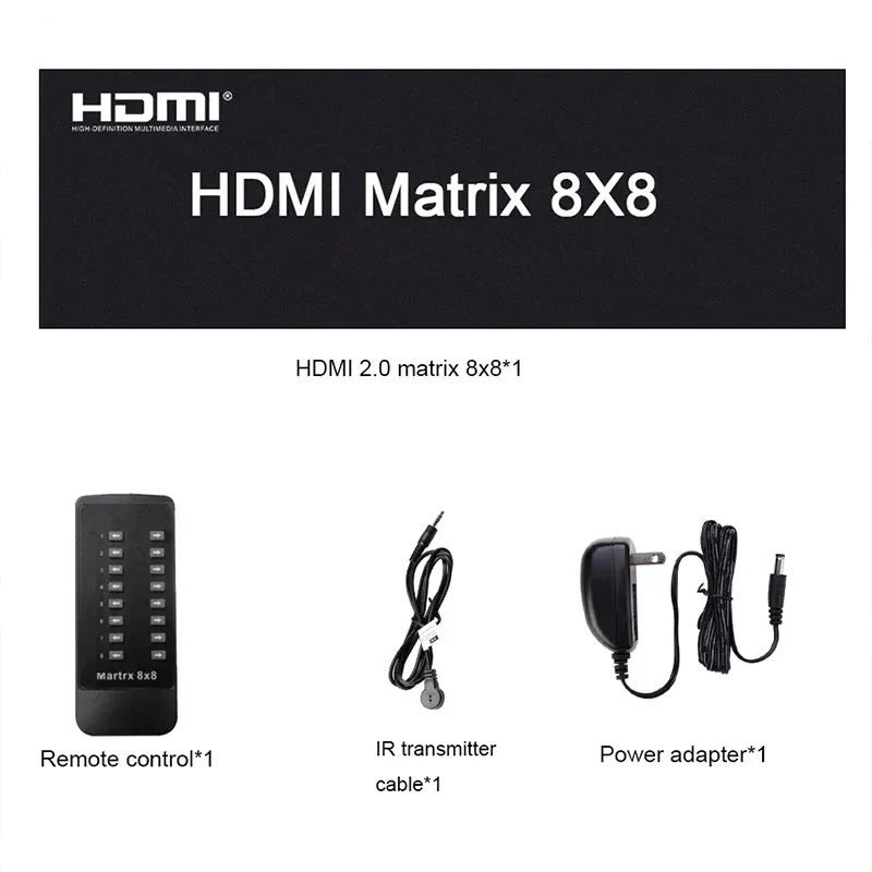 Матричный коммутатор 18 Гбитс 4k HDMI 2,0 разделитель 8X8 HDMI матричный коммутатор разделитель 8 в 8 выход с ИК RS232 EDID для монитора компьютера (art.: 3920c978b3724) - 3920c978b3724