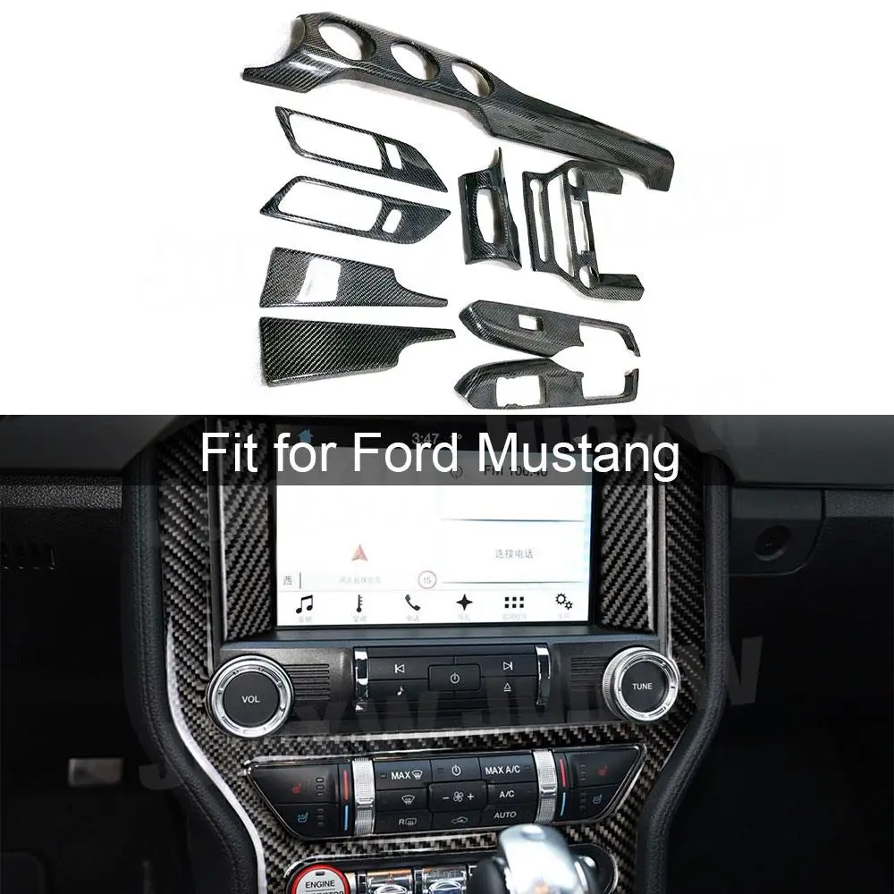 

Real Carbon Fiber Car Dashboard Meter Bar Cover Central Control Air Conditioning Cover For Ford Mustang 2015-2017 Interior trim