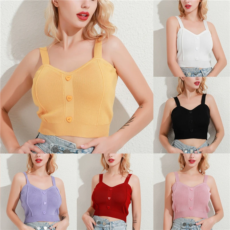 

Женская майка с открытой спиной, V-образным вырезом и пуговицами в форме сердца