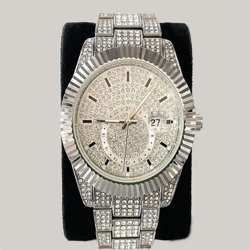 Часы MISSFOX Мужские кварцевые автоматические модные роскошные золотистые стальные