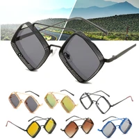 2022 new vintage rhombus metal frame steam punk sunglasses anti uv eyewear uv400 trendy street shooting glasses luxury design