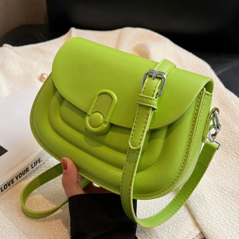 

Solid Color Women's Handbags 2023 New Korean Pu Leather Saddle Shoulder Bag Brand Designer Ladies Crossbody Mobile Bags