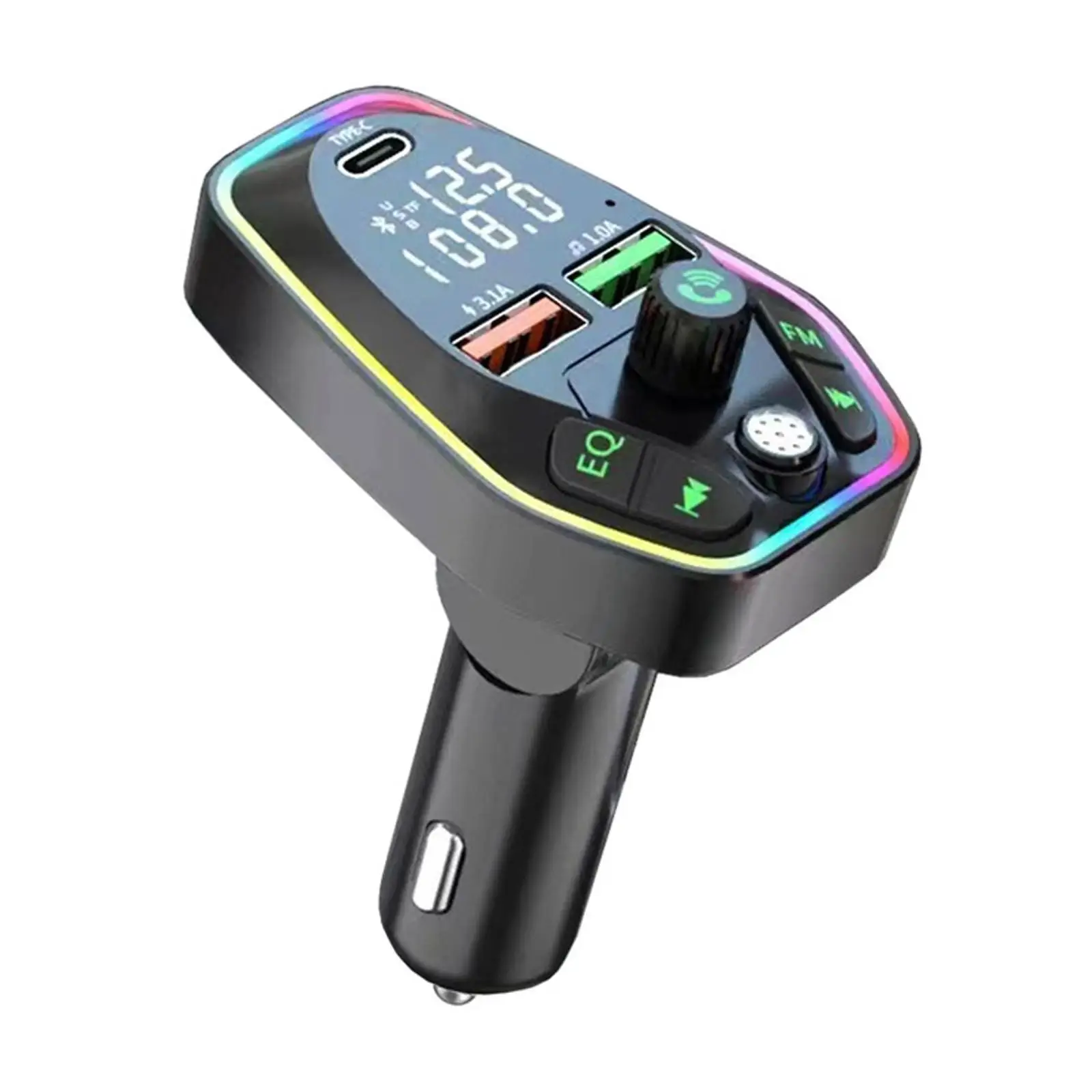 

Car Handsfree FM Transmitter Dual Display Type C PD 20W 3.1A Fast Charging Dual USB Charger Bluetooth 5.0 Handsfree Car Kit