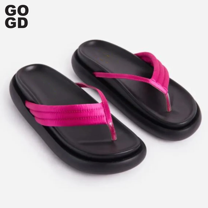 

GOGD/Коллекция 2022 года; Женские шлепанцы; Сезон лето; Новинка; Модные шлепанцы; Пляжные сандалии; Женские Вьетнамки для отдыха на платформе; Бо...