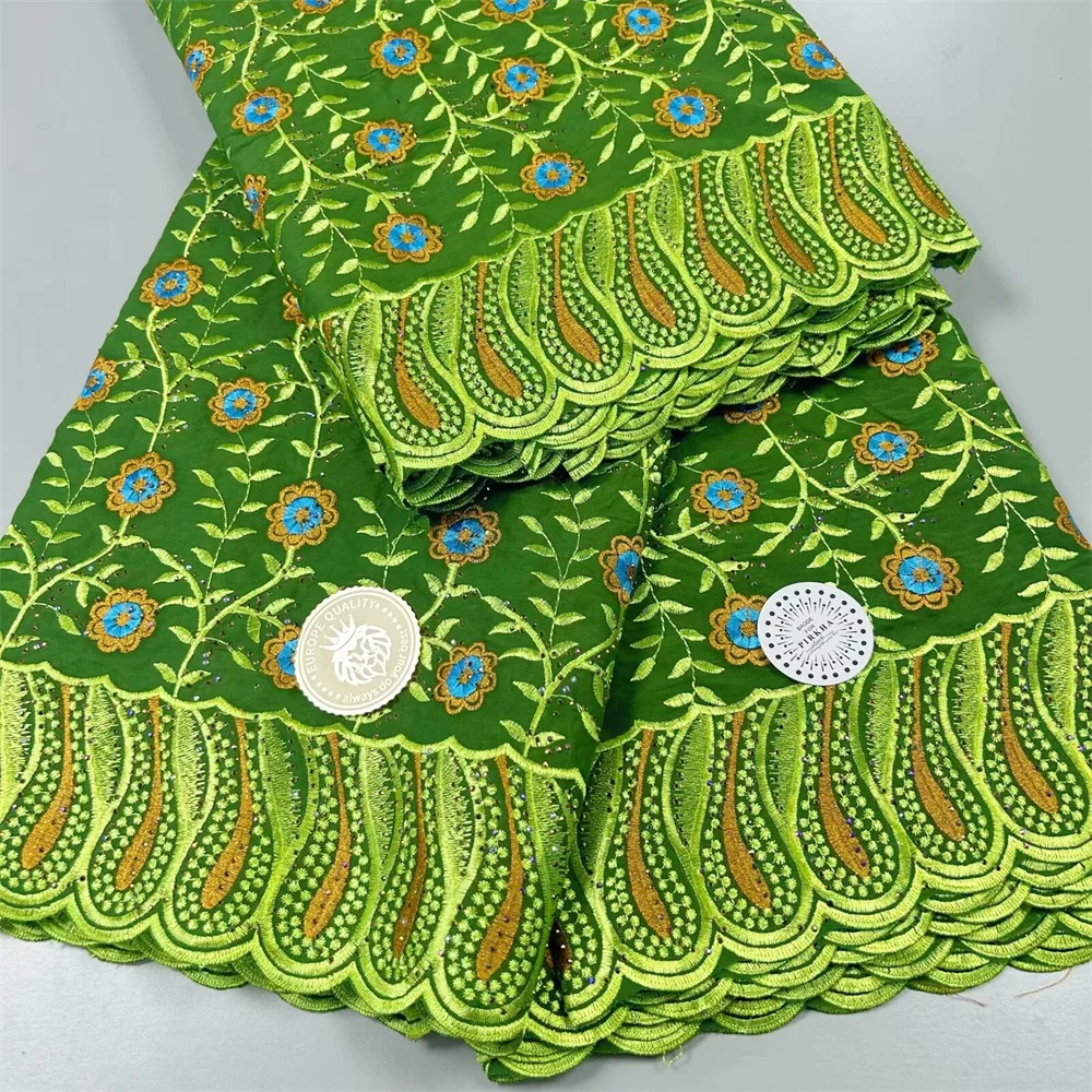 2024 Новая африканская французская швейцарская кружевная ткань с камнями