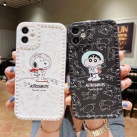 snoopy crayon shin chan cartoon phone cases for iphone 13 12 11 pro max mini xr xs max 8 x 7 se 2022 couple silica gel cover