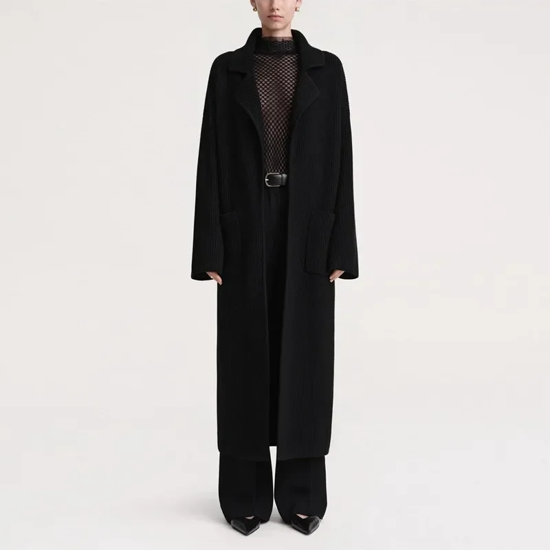 TT @ LUXURY-Длинное вязаное пальто для женщин смешанный кардиган Nordic поездок на