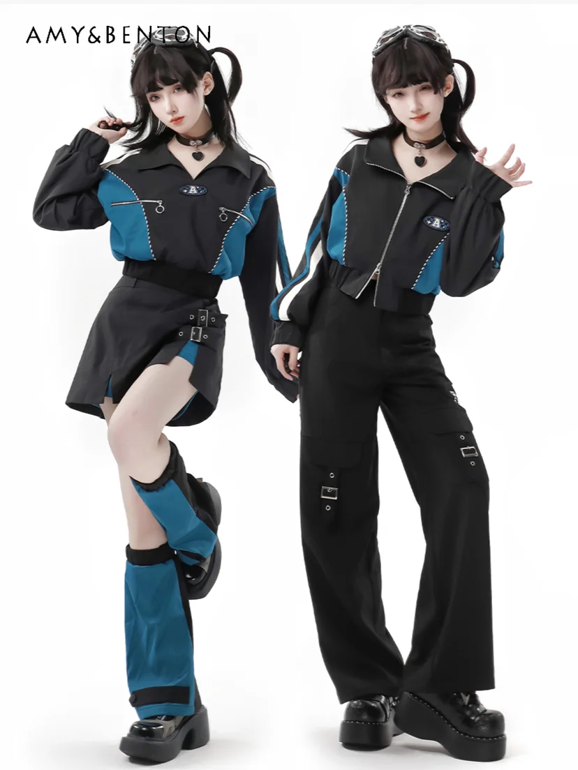 Комплект из двух предметов в стиле Харадзюку приталенный дизайнерский комплект