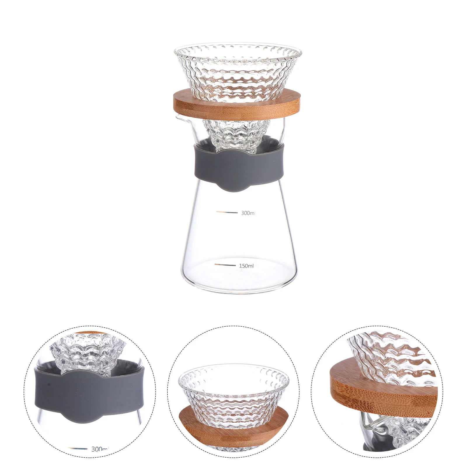 

2 300ml Coffee Pot Durable Glass Coffee Brewer Transparent Coffee Filter Cup