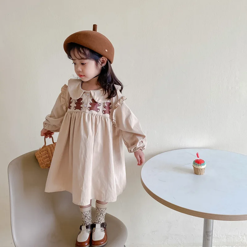 

Criscky 2023 Spring NewBorn Dresses Baby Girl Clothes New Born Kids Dress Cute Cartoon Style Long-sleeve Overalls Children
