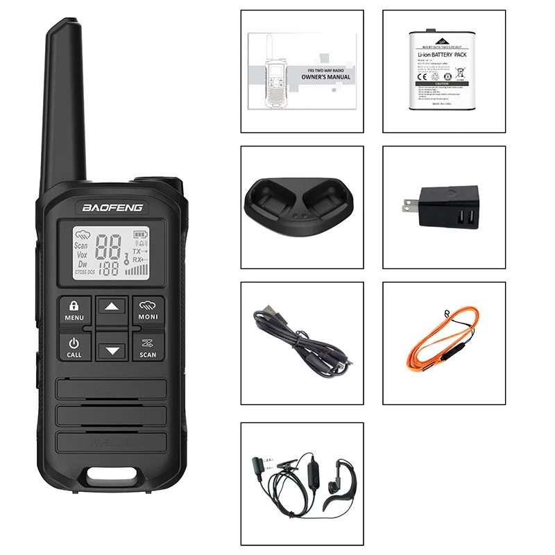 Baofeng FR-22A Waterproof Mini Portable Radio 430-440MHz 22 FRS Channel Scan Function Type-C USB Charging Walkie Talkie