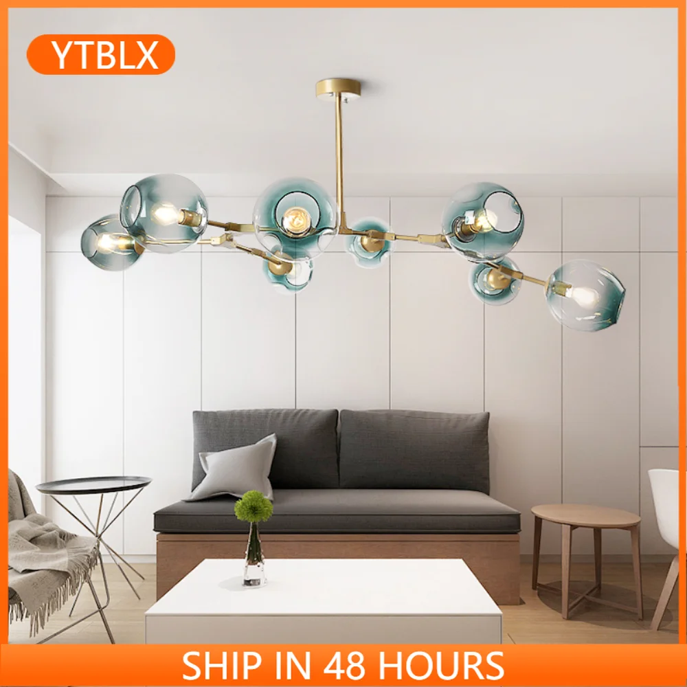 

Postmodern LED chandelier Glass hanging lights Nordic suspension luminaires living room suspended lighting fixtures pendant lamp