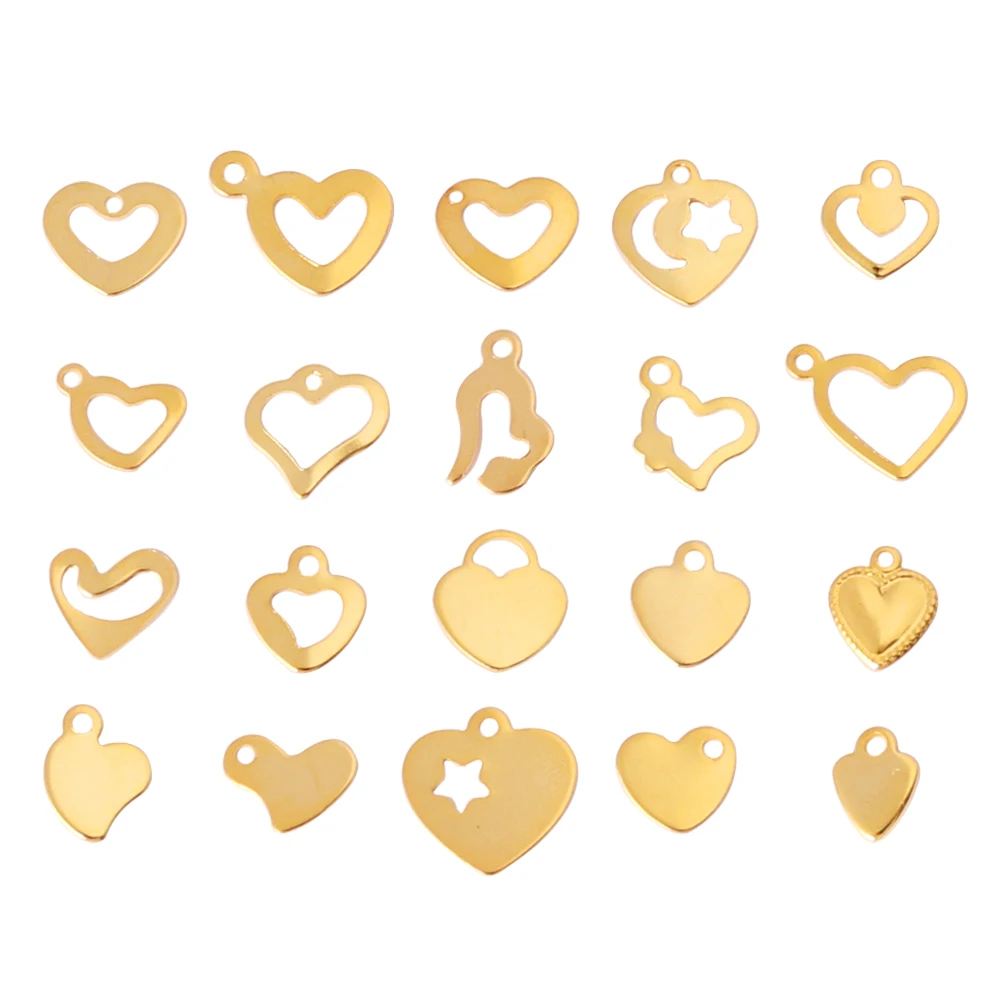 

20pcs/lot Stainless Steel Heart Charms Hollow Love Heart Pendant For DIY Necklace Earrings Jewelry Making Accessories Findings