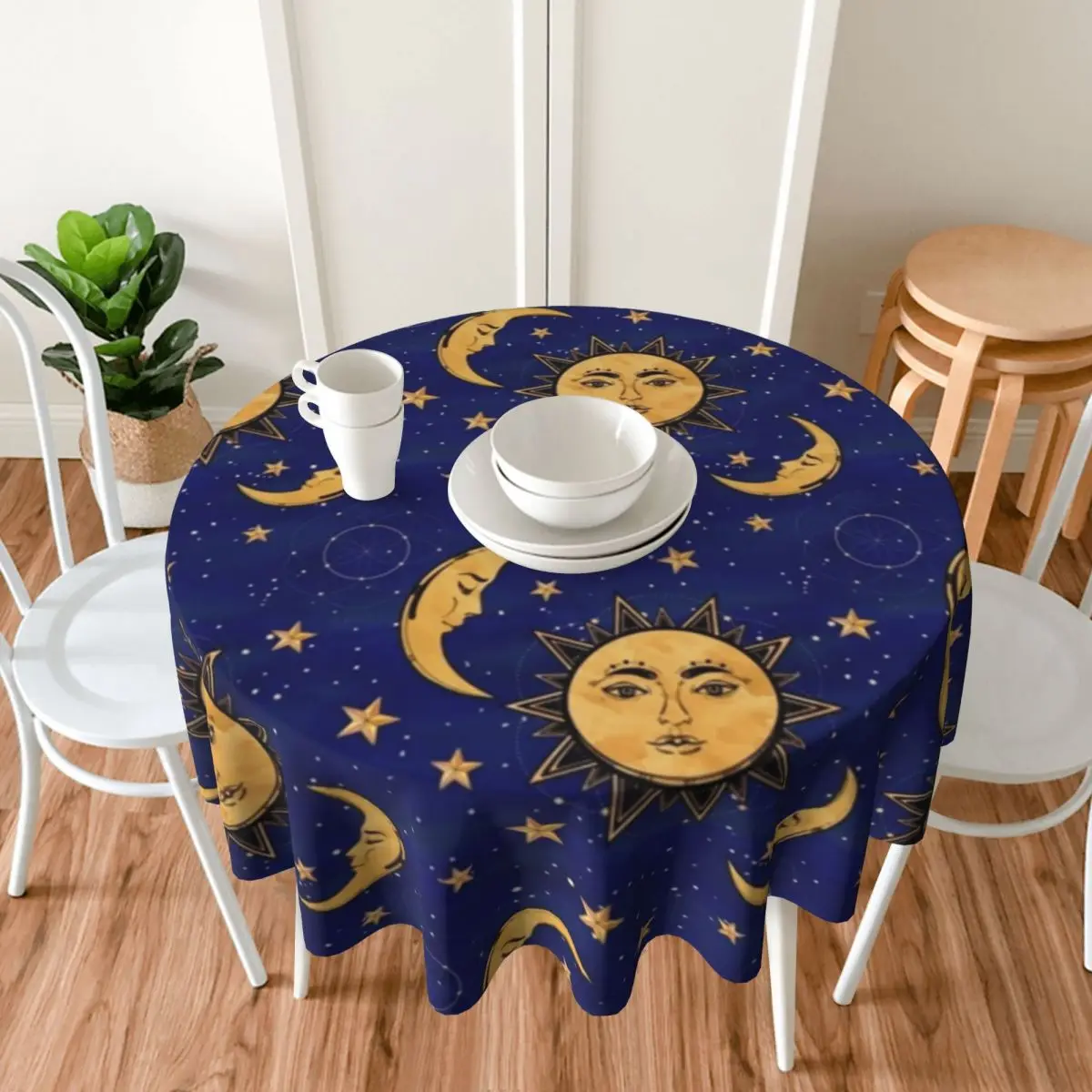 Винтажная скатерть с защитой от Солнца и Луны звезд Элегантный принт из