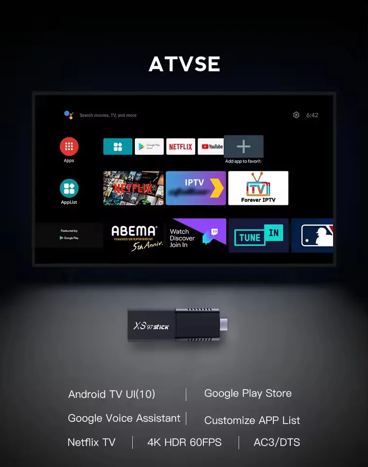 Фото Глобальная версия Smart TV Stick Android 10 Allwinner 4K 2 ГБ/16G Портативный квадроцикл/потоковая передача 2,4G/5G WIFI BT5.0 Dongle Youtube Netflix №3