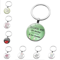 le round keychain glass pattern letters thank you teacher key ring teachers day gift time gems glass keychain