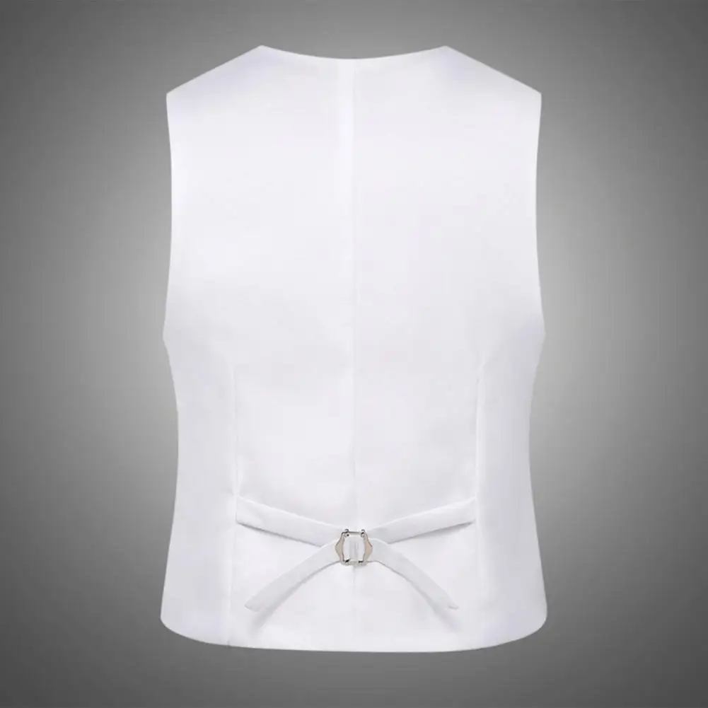 

Жилет облегающий мужской, Элегантный Приталенный однобортный жилет с V-образным вырезом для отдыха, рабочая одежда