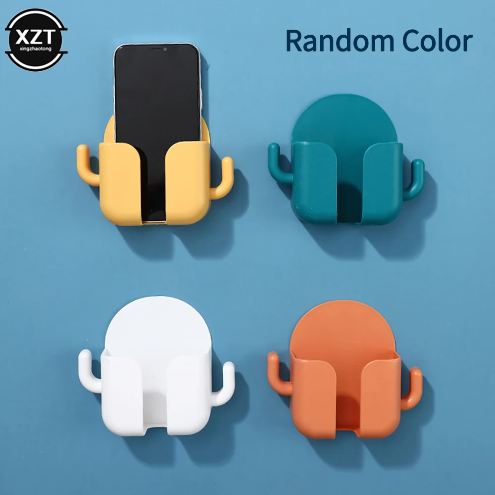 

Wall Mount Phone Holder Perforation-free Self-adhesive Charging Hook Remote Control Organize Storage Box