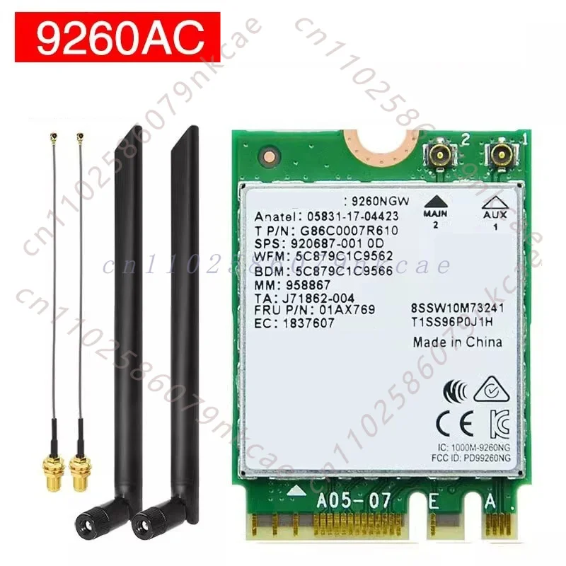 Фото Для Intel 7260 9260NGW двухдиапазонный Wi-Fi Bluetooth адаптер PCI-E x1 для настольных ПК, беспроводная сетевая карта 2.4G 5G 867 Мбит/с №3