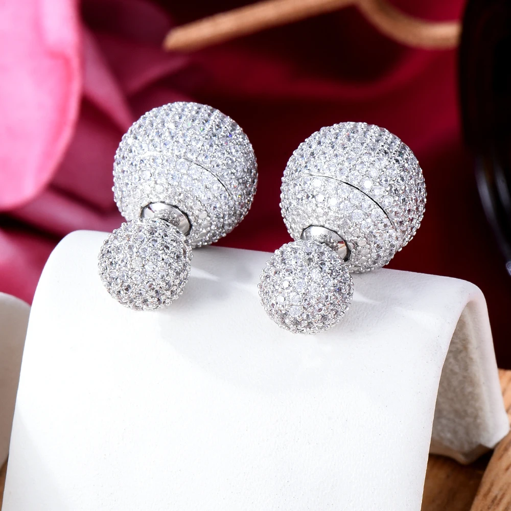 

Siscathy Fashion Ball Shape Full Micro Cubic Zircon Stud Earrings Women Daily Party Jewelry Accessory boucle oreille femme luxe