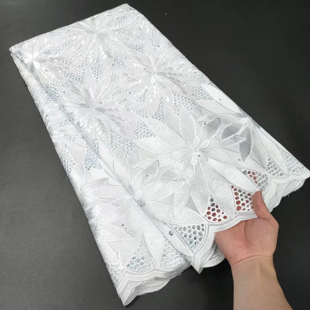 

Pure Cotton Lace Fabric High Quality 2022 Swiss Voile Lace Fabric Embroidered African Dry Lace Dubai Lace For Nigeria Wedding