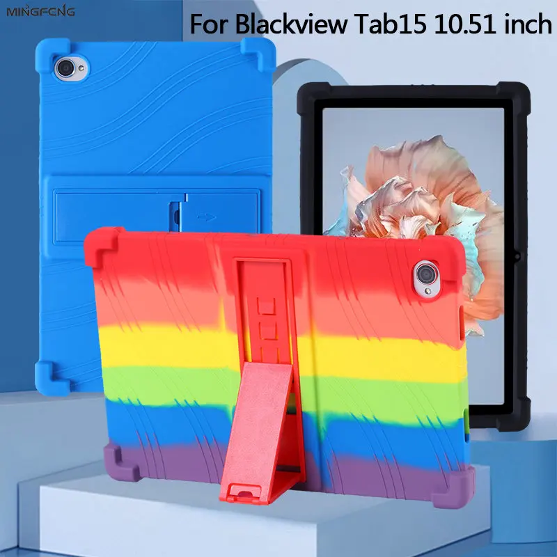 

4 Thicken Cornors Silicon Cover Case with Kickstand For Blackview Tab 15 Pro 10.5" Tablet Kids Safety Funda For Blackview Tab15