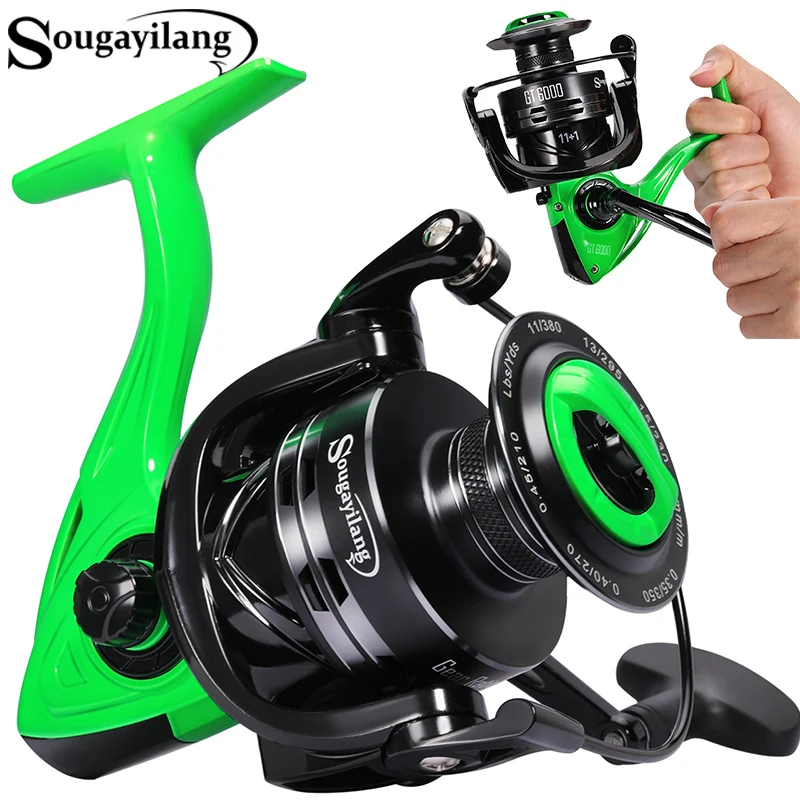 

Sougayilang 1000-6000 Fishing Reel 5.2:1 Max Drag Spinning Reel with Aluminium Spool Carp Reel for Saltwater Fishing Tools
