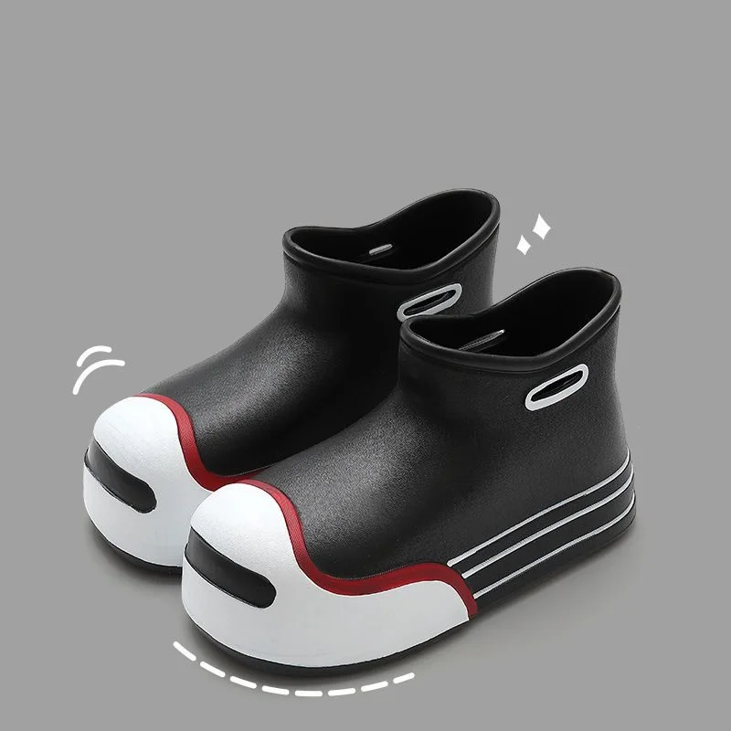 2023 Trendy Rain Boot Women's Wide Fit Rainshoes Woman Waterproof Ankle Rainboots Ladies Galoshes Pink Patches EVA Rain Boots