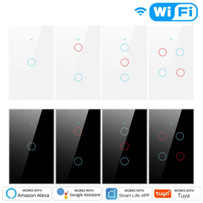 

Умный сенсорный выключатель 1/2/3/4 кнопочный с поддержкой Wi-Fi и 433 МГц