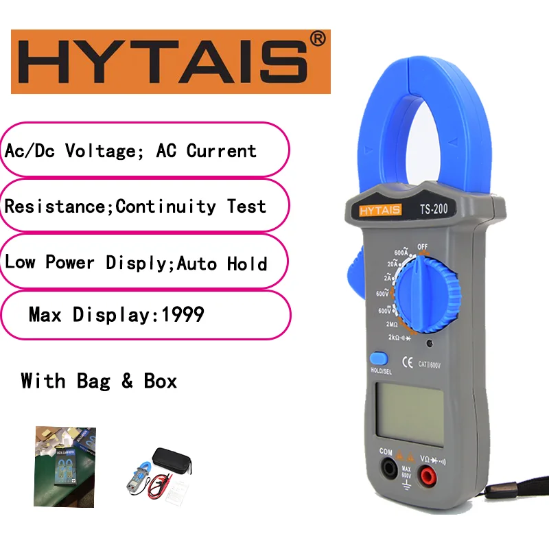 

HYTAIS TS200 Anti-burn ACDC Digital Display Multifunctional Intelligent Digital Clamp Meter Portable tool Electrician Multimeter