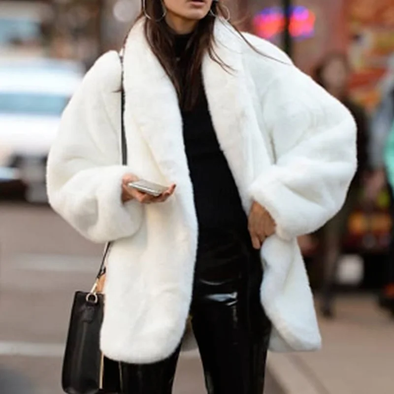 

Winter Women's Jacket 2022 Warm Leather Coat Women Elegant Jacket White Fur Coat Casual Street Wear Women Thick Fashion Cashmere