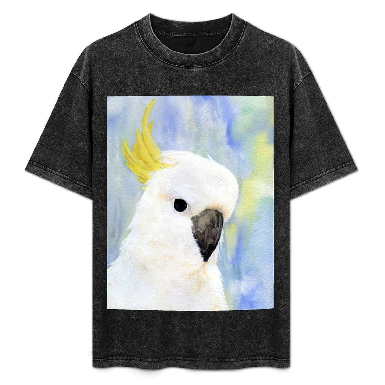 Мужские футболки Сера хохлатая акварель рисование от вересков цвет: черный фрукт