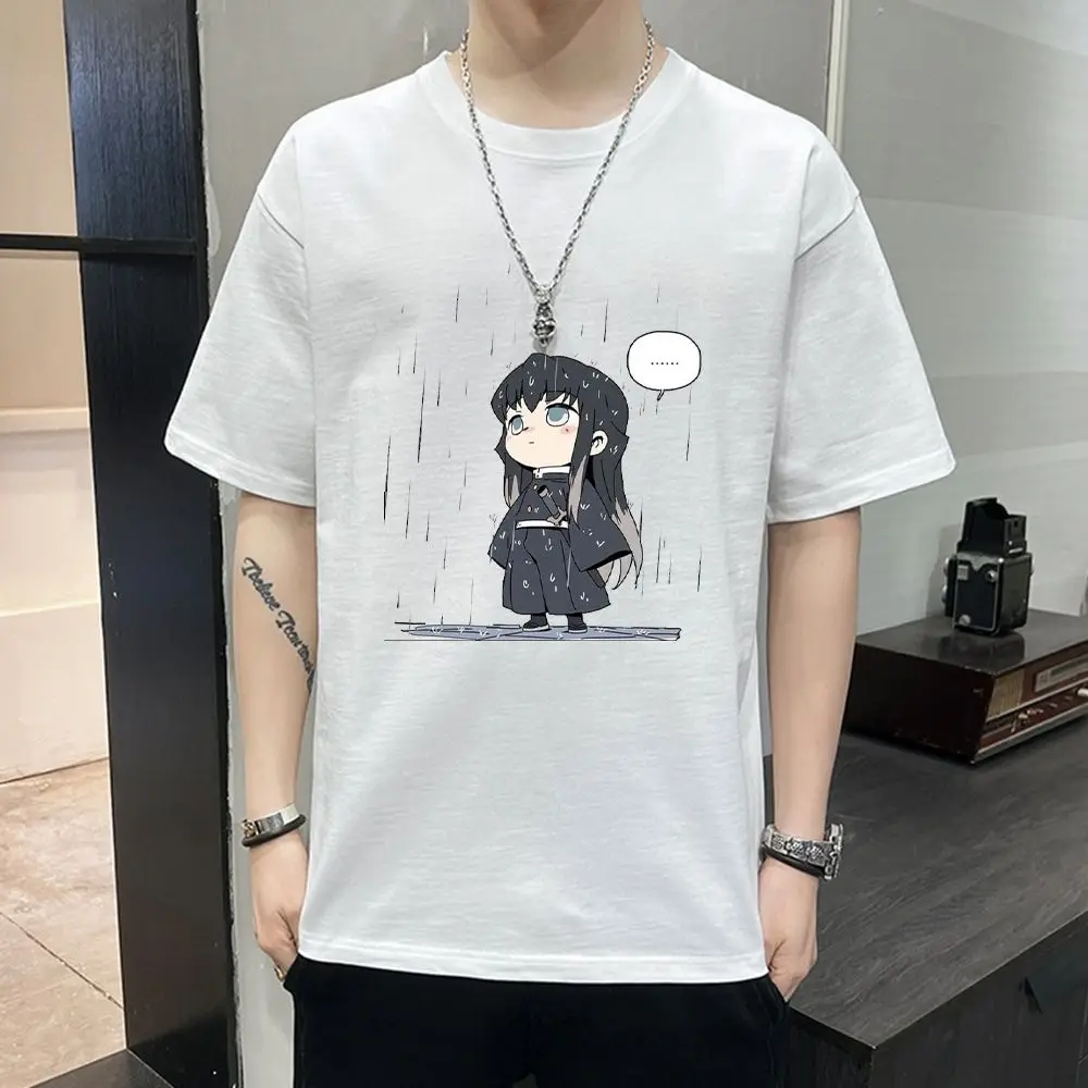 

Anime T-shirt Demon Slayer Tokitou Muichirou short sleeve clothing 100% Cotton Fluffy loose