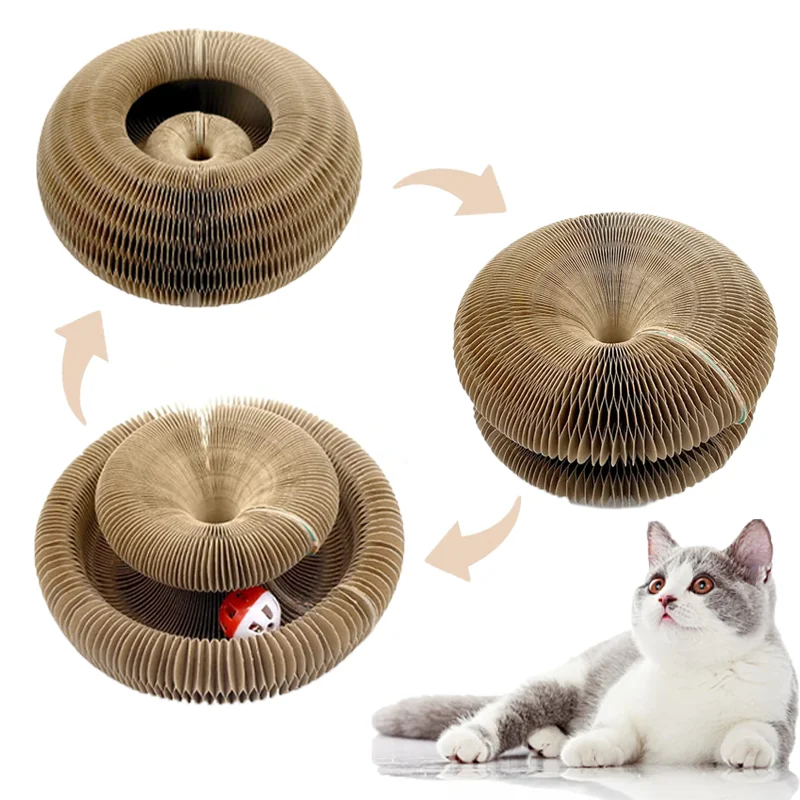 

Скребок для кошек, волшебный орган, игрушки для кошек, скретч-доска с шариком, кошка, шлифовальный коготь, Круглый гофрированный, Прямая поставка, товары для домашних животных