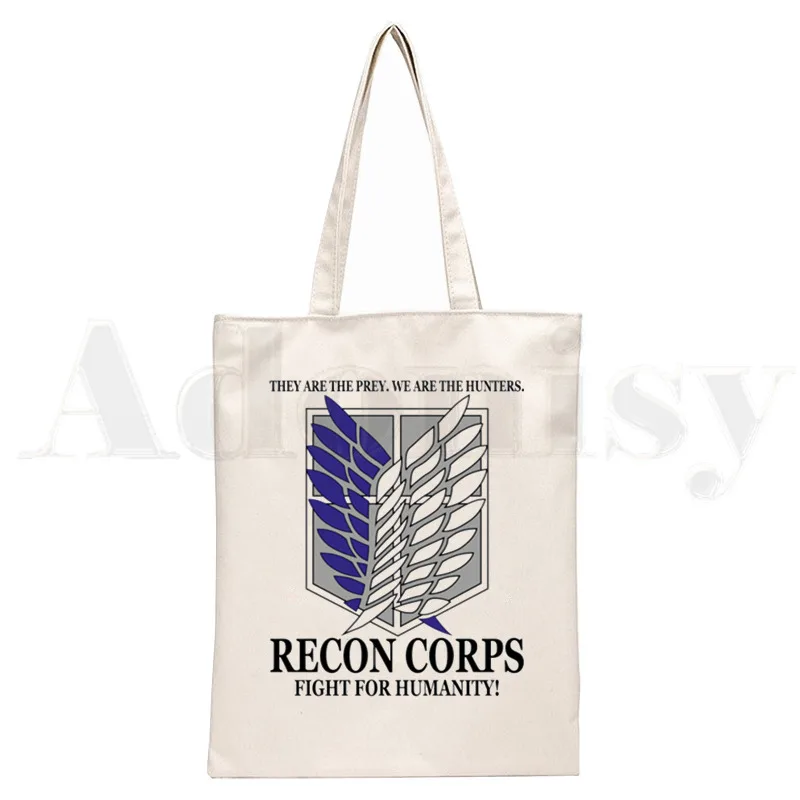 Shingeki No Kyojin Attack on Titan Survey Corps Print Reusable Shopping Women Canvas Tote Bags Eco Shopper Shoulder Bags