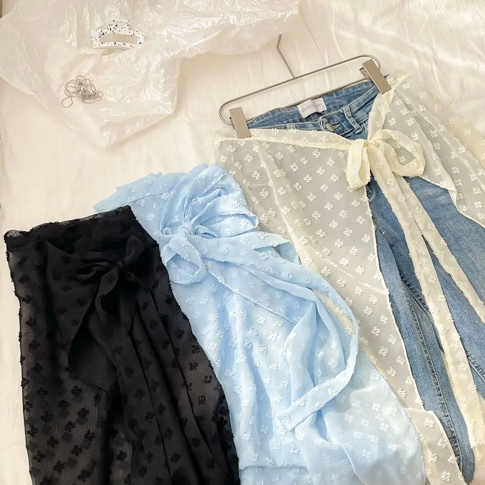 Кружевная открытая юбка в корейском стиле винтажная вязаная прозрачная Y2k