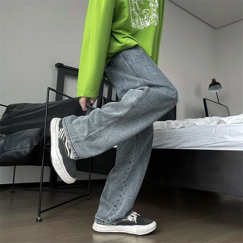 4 Colors Wide Leg Jeans Men Fashion Summer Casual Retro Straight Jeans Men Streetwear Loose Hip Hop Denim Pants Mens Trousers