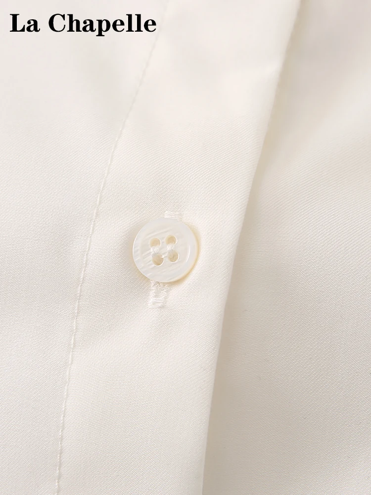 La Chabell Pleated Lantern Sleeve White Shirt Women Autumn New Design Sense Loose Slimming Chic Top