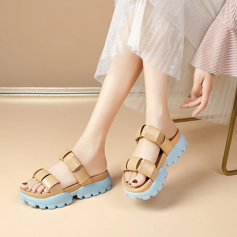 

Женские босоножки на платформе, повседневные уличные шлепанцы на платформе, большие размеры 35 ~ 40, лето 2022