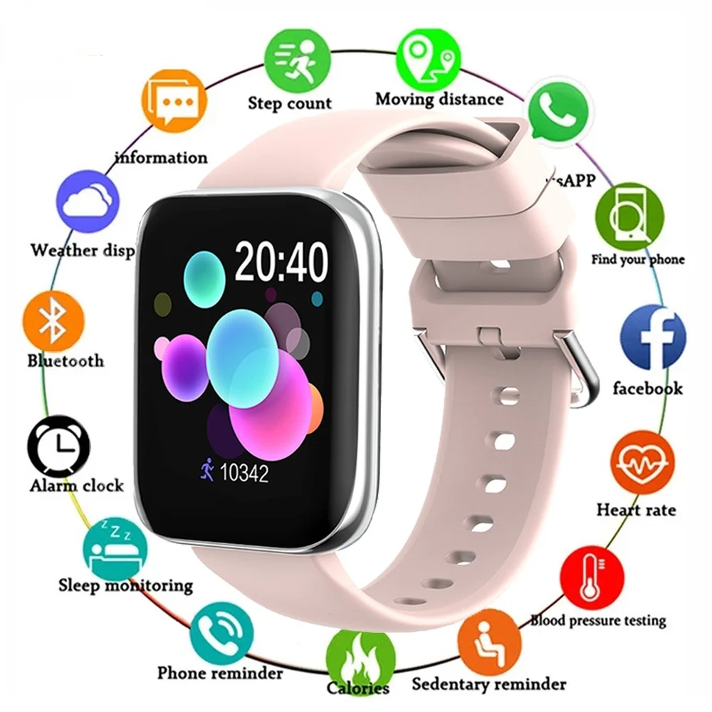 

SHACKER Smartwatch uomo donna Full Touch Screen supporto Bluetooth chiamata musica frequenza cardiaca pressione sanguigna Smart